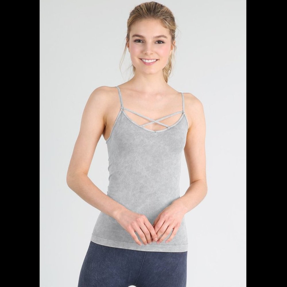New Vintage Style Denim Blue Cross Strap Tank Top by Nikibiki